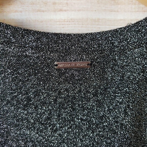 Michael Kors Cold Shoulder Metallic Long Sleeve Top - Picture 5 of 7
